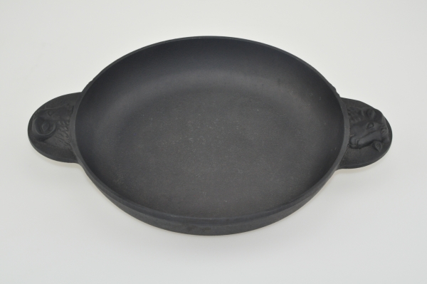 20 cm Bratpfanne Servierpfanne Portionpfanne Platte mit dekorativen Gussgriffen "Lamm" aus Gusseisen
